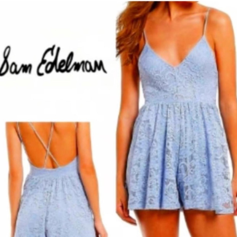 Sam Edelman Eventide Blue Lace Romper Size Large NEW with tags